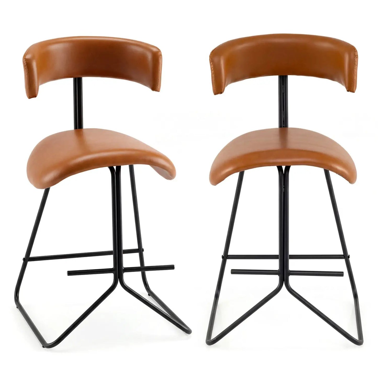 Two Modern Counter Height Stools Faux Leather