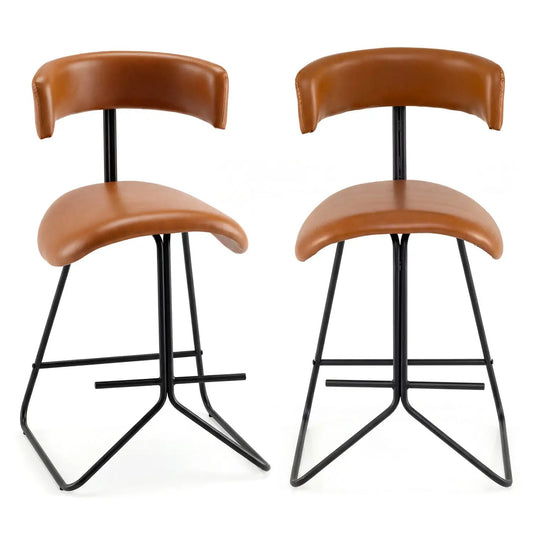 Two Modern Counter Height Stools Faux Leather