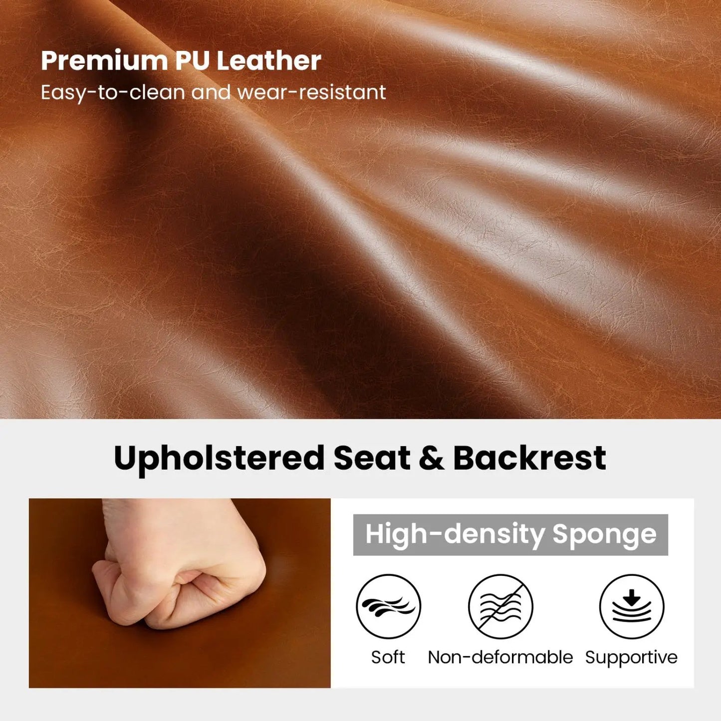Two Modern Counter Height Stools Faux Leather