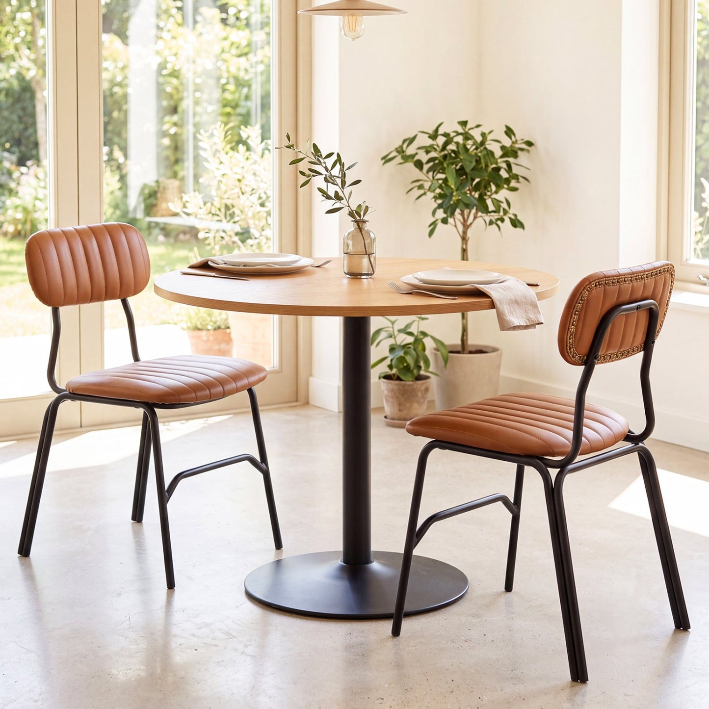 Dining Chairs Set of 2 by DirectDeals with ergonomic back and metal legs on Tampa Home & Garden Store
