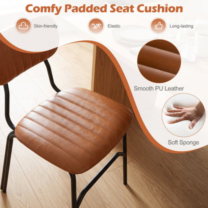 Dining Chairs set of 2 brown PU leather with ergonomic backs and black metal legs DirectDeals on Tampa Home & Garden Store