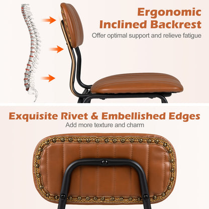 Dining Chairs Set of 2 brown faux leather with ergonomic back and metal legs DirectDeals on Tampa Home & Garden Store