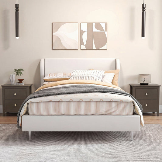 Set of 2 Modern Nightstand with two Drawers for Small Spaces-Rustic Brown - Tampa Home & Garden Store
