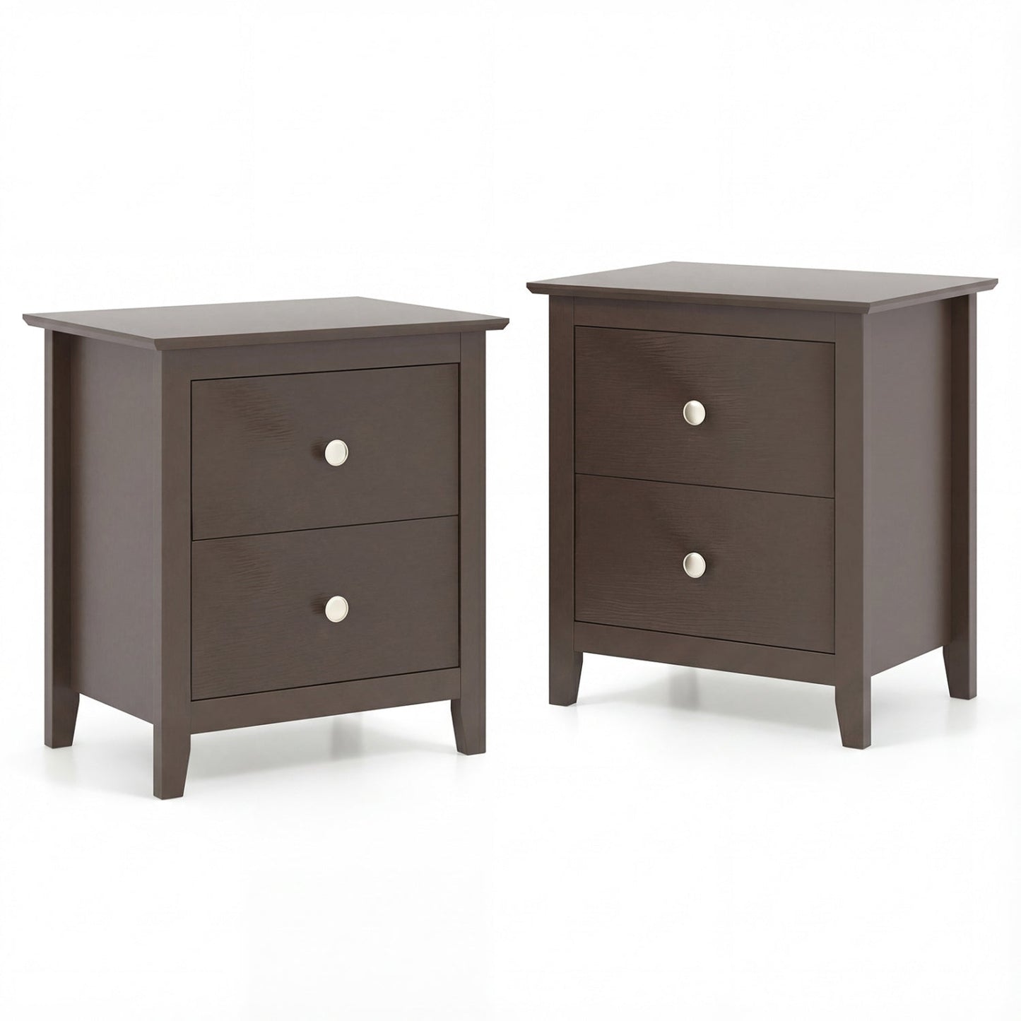 Set of 2 Modern Nightstand with two Drawers for Small Spaces-Rustic Brown - Tampa Home & Garden Store