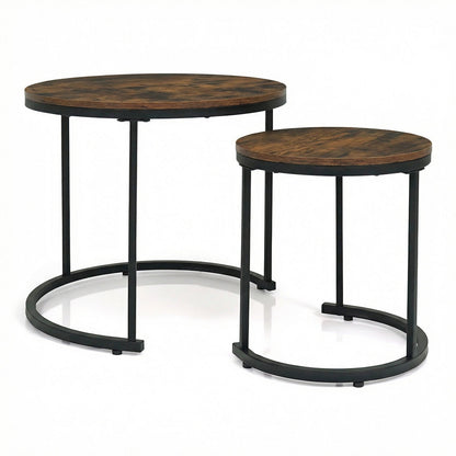 Set of 2 Modern Round Stacking Nesting Coffee Tables for Living Room
