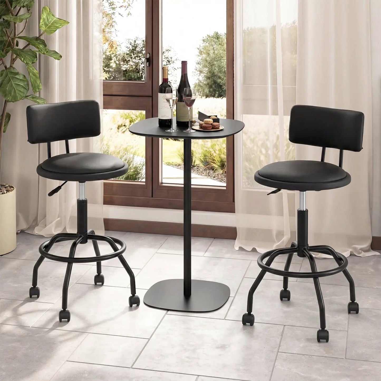 Swivel Bar Stool with Backrest Height Adjustable