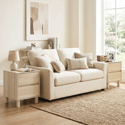 Wooden End Tables Set of Two with Storage Drawers