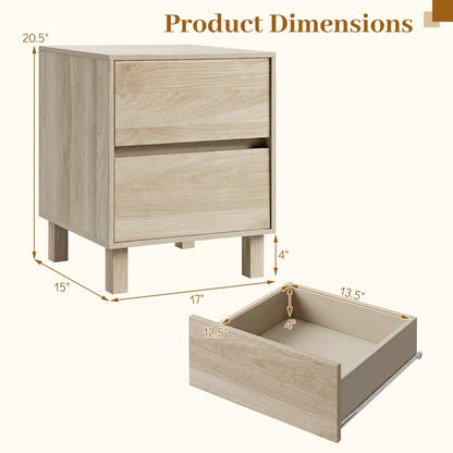 Wooden End Tables Set of Two with Storage Drawers