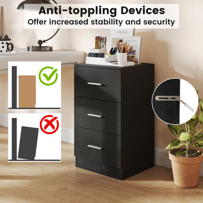 Set of 2 Nightstand with Charging Station End Table with 3 Storage Drawers Bedside Table for Bedroom - Tampa Home & Garden Store