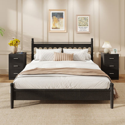 Set of 2 Nightstand with Charging Station End Table with 3 Storage Drawers Bedside Table for Bedroom - Tampa Home & Garden Store