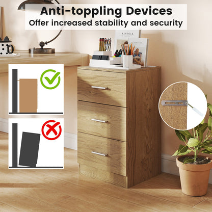 Set of 2 Nightstand with Charging Station End Table with 3 Storage Drawers Bedside Table for Bedroom - Tampa Home & Garden Store