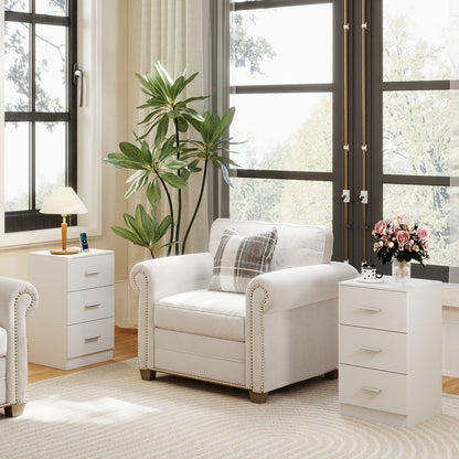 Set of 2 Nightstand with Charging Station End Table with 3 Storage Drawers Bedside Table for Bedroom - Tampa Home & Garden Store