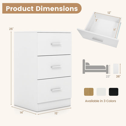 Set of 2 Nightstand with Charging Station End Table with 3 Storage Drawers Bedside Table for Bedroom - Tampa Home & Garden Store