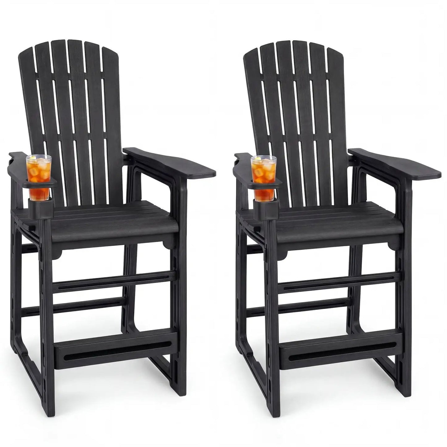 Outdoor Bar Stool Set of 2 Backrests and Armrests