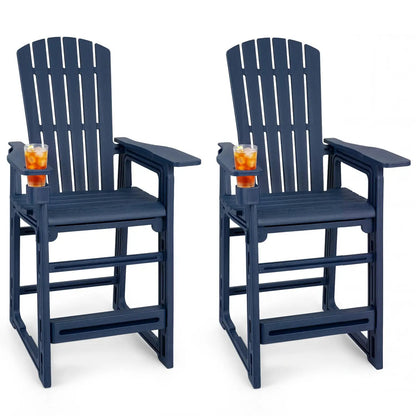Outdoor Bar Stool Set of 2 Backrests and Armrests