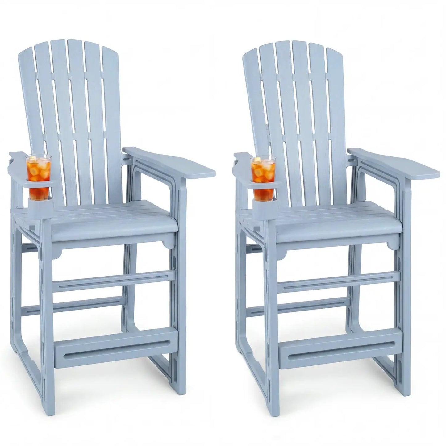 Outdoor Bar Stool Set of 2 Backrests and Armrests