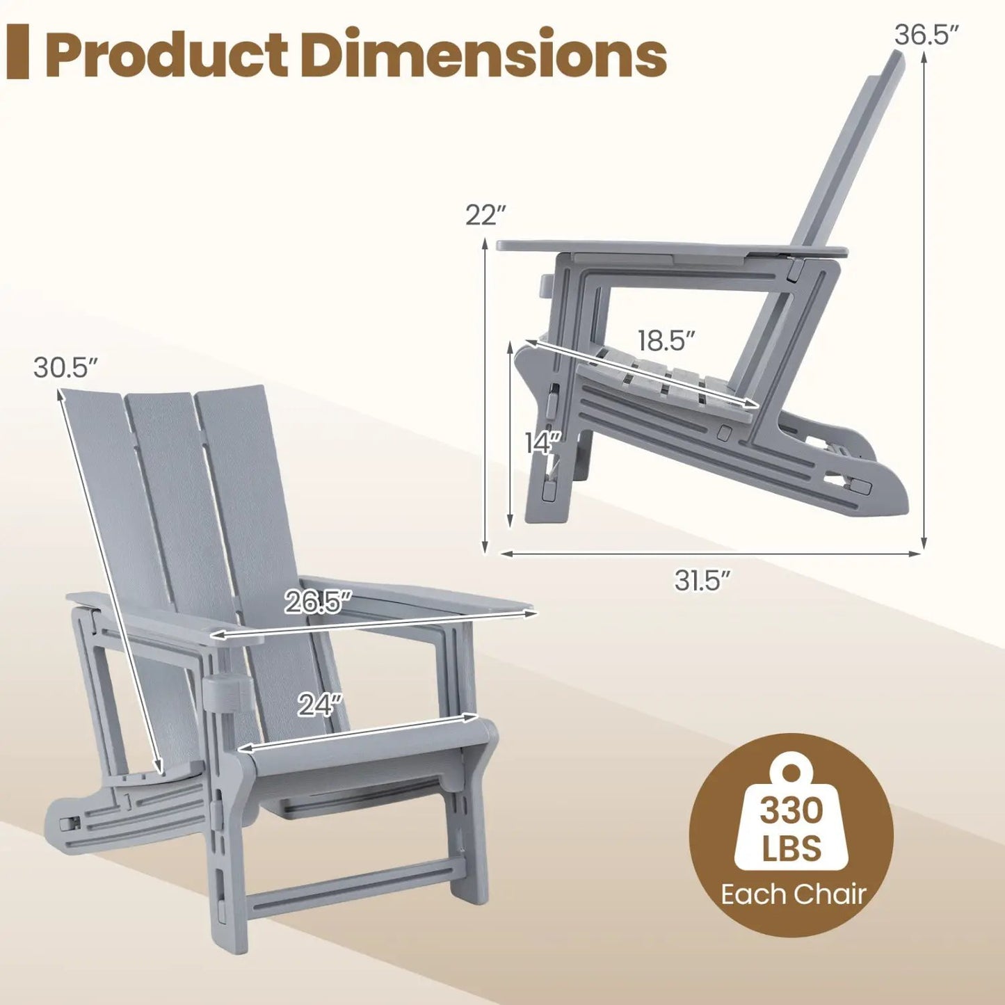 Adirondack Chairs Set of 2 with Cup Holders