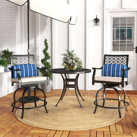 Set of 2 Outdoor Bar Height Chair with Soft Cushions - Tampa Home & Garden Store