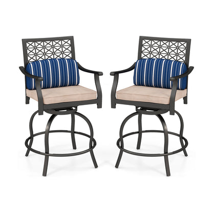 Set of 2 Outdoor Bar Height Chair with Soft Cushions