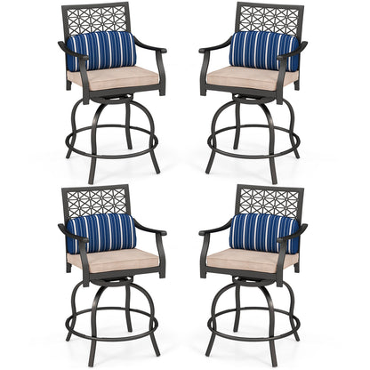 Set of 2 Outdoor Bar Height Chair with Soft Cushions