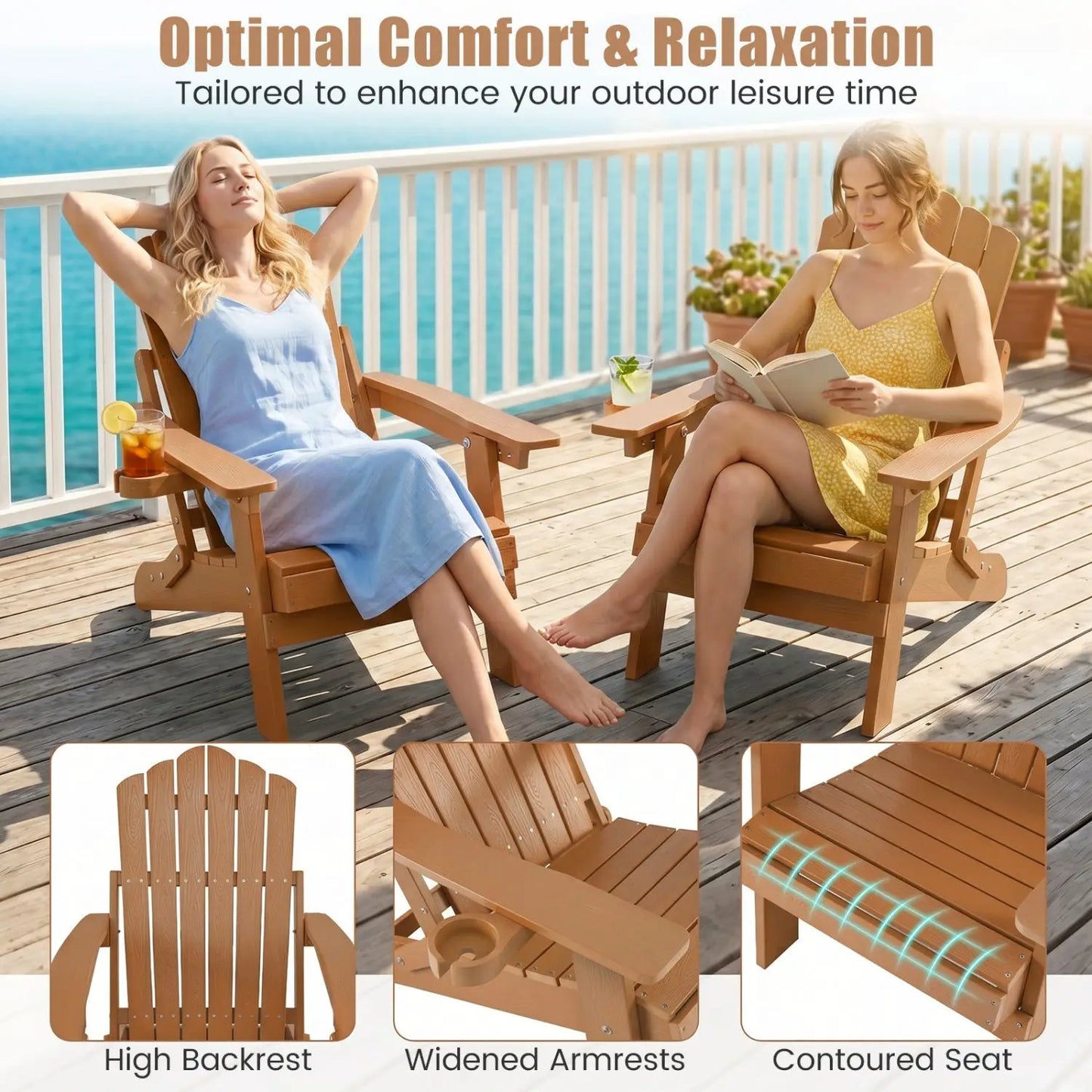 Folding Adirondack Chairs with Adjustable Back