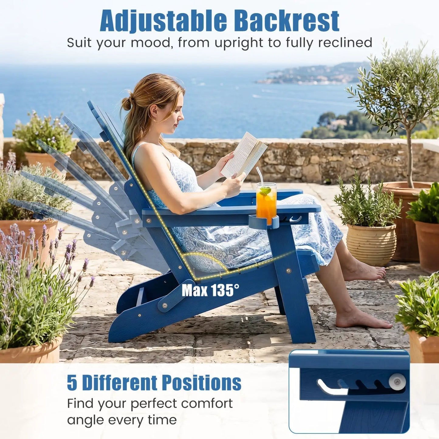 Folding Adirondack Chairs with Adjustable Back