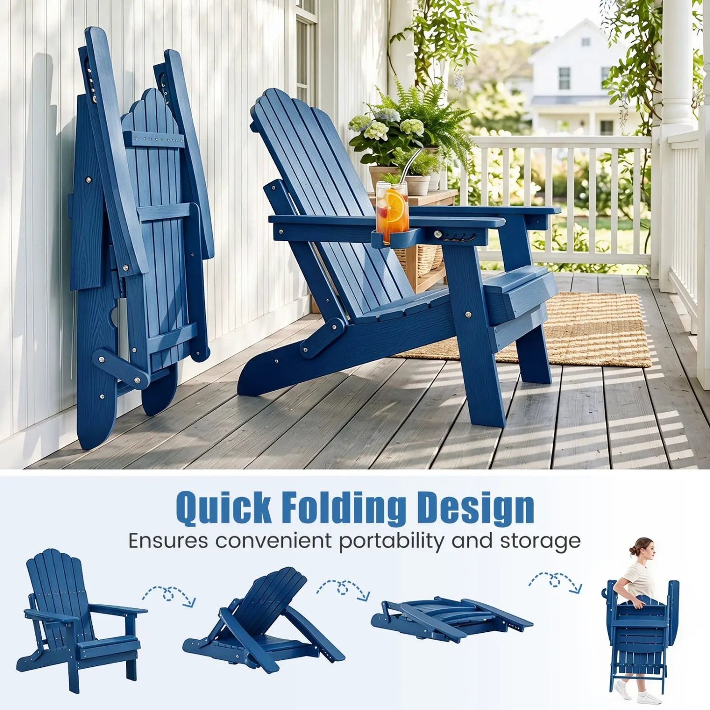 Folding Adirondack Chairs with Adjustable Back