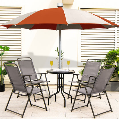 Juego de 2 sillas plegables para exteriores con reposabrazos y respaldo - Grises