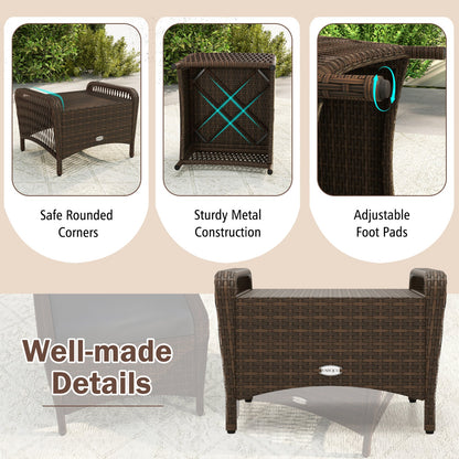 Ottomans DirectDeals outdoor PE wicker set of 2 with removable cushions brown on Tampa Home & Garden Store