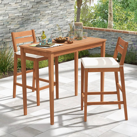 Set of 2 wood barstools with white cushions by DirectDeals on Tampa Home & Garden Store