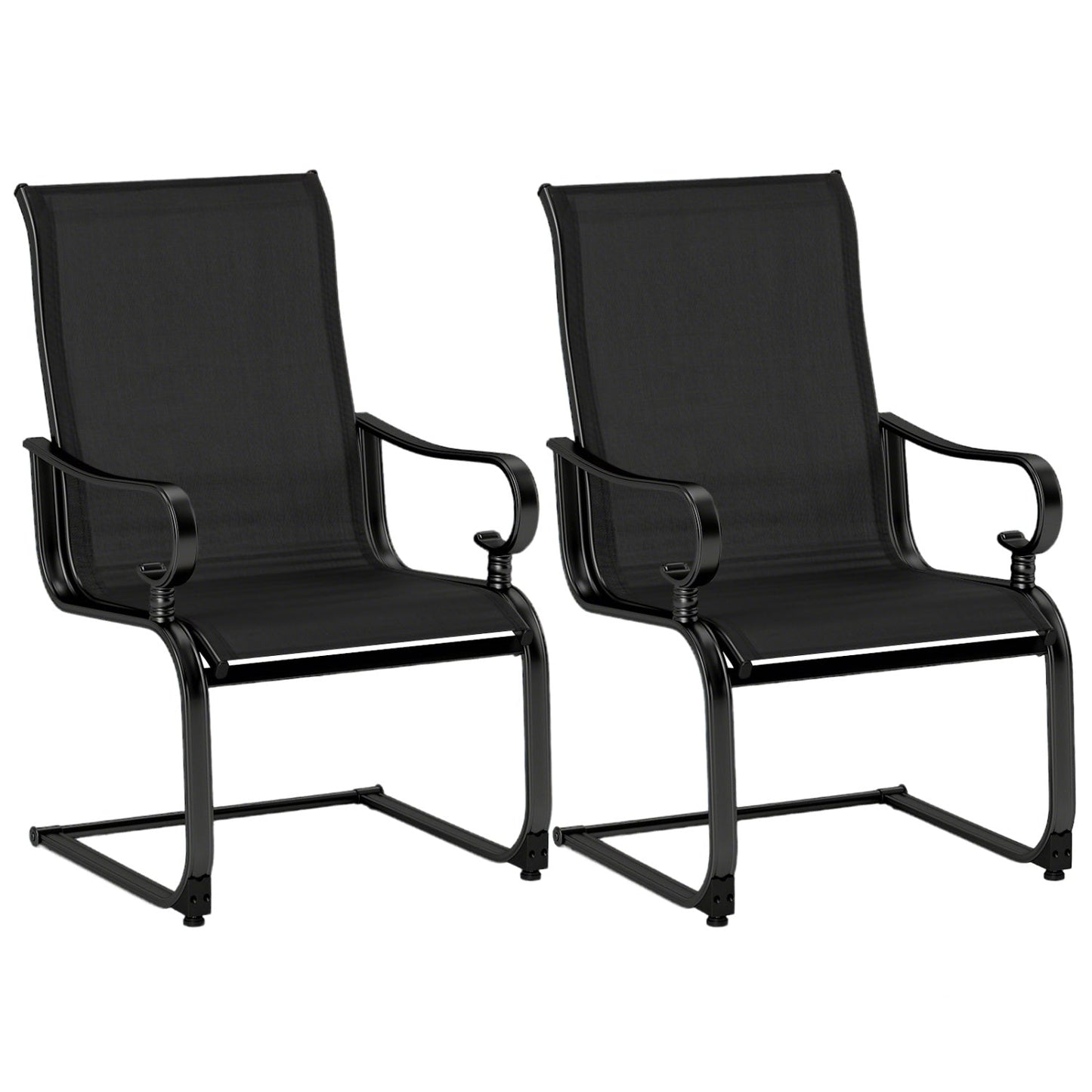 Set of 2 Patio Chairs with Quick-drying and Breathable Fabric for Backyard-Brown