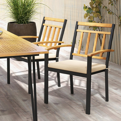 Juego de 2 sillas de comedor para patio con cojines acolchados extraíbles - 43 cm
