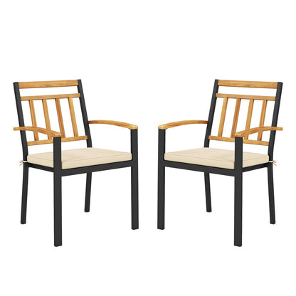 Juego de 2 sillas de comedor para patio con cojines acolchados extraíbles - 43 cm