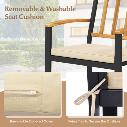 Juego de 2 sillas de comedor para patio con cojines acolchados extraíbles - 43 cm