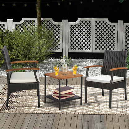 Patio Wicker Chair Set of 2/4 with Soft Zippered Cushion