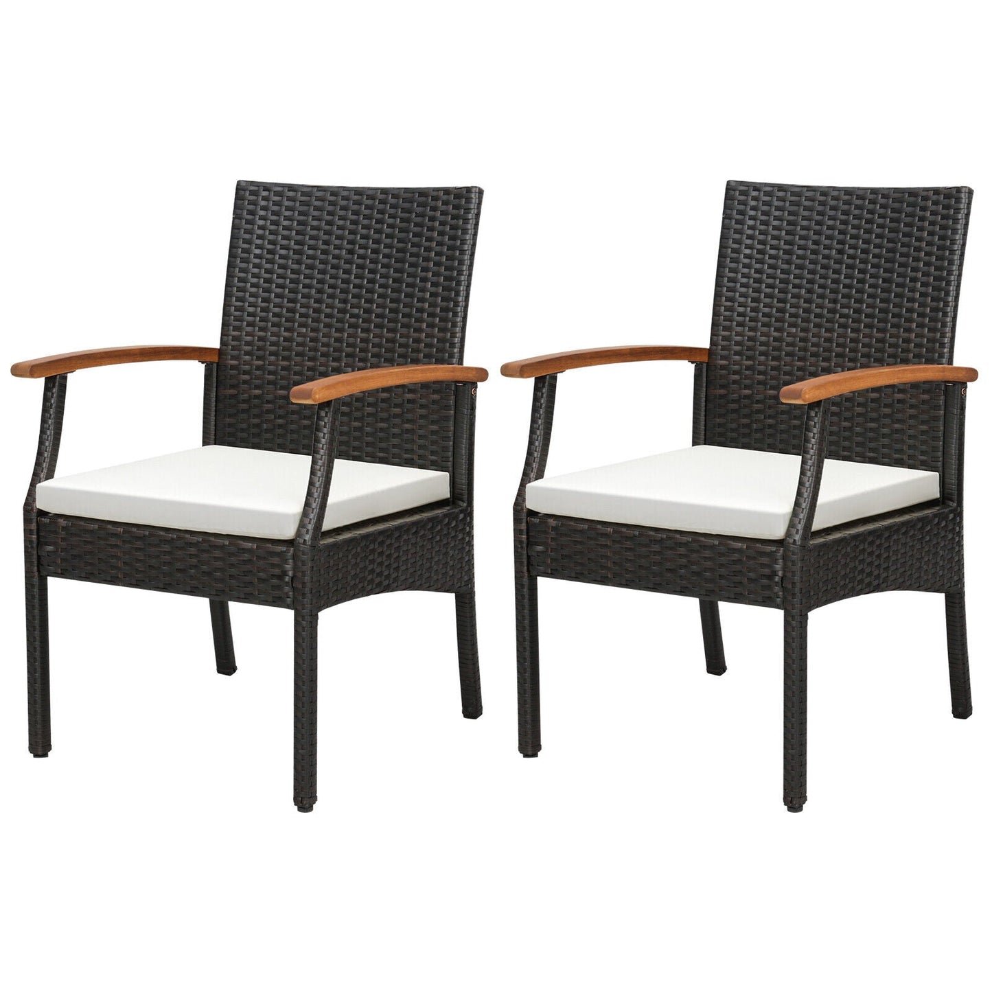 Patio Wicker Chair Set of 2/4 with Soft Zippered Cushion