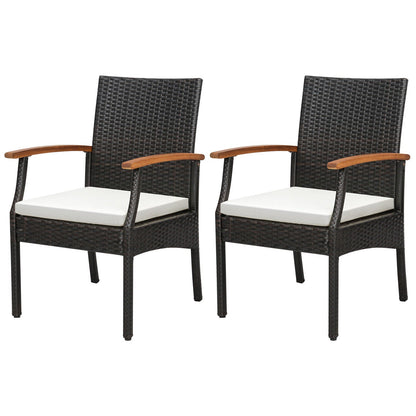 Patio Wicker Chair Set of 2/4 with Soft Zippered Cushion