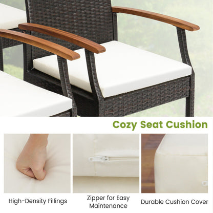 Patio Wicker Chair Set of 2/4 with Soft Zippered Cushion