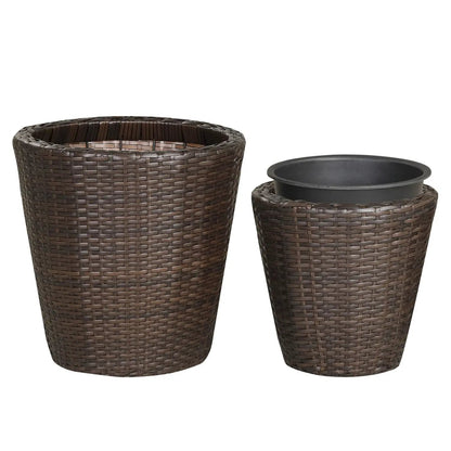 Rattan Planters Set of 2 With Drainage Holes