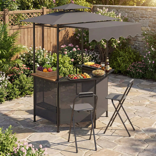 Bar height stools set of 2 folding with footrests DirectDeals gray outdoor patio stools on Tampa Home & Garden Store