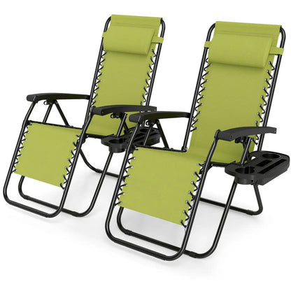 Zero Gravity Lounge Chairs Set With Cup Holders