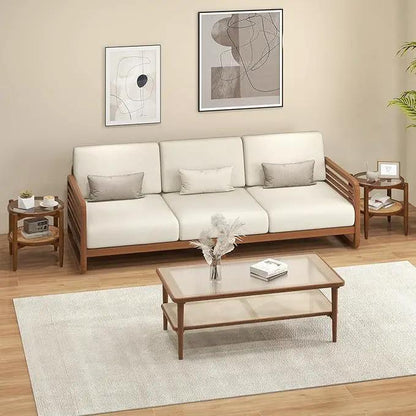 Round Rattan Side Table Set with Glass Top