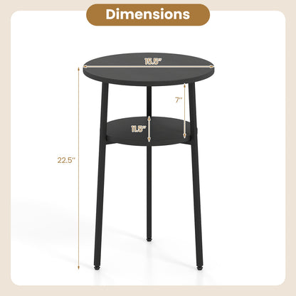 Round Side Table with Storage Shelf in rustic brown by DirectDeals, 15.5in top dia, 22.5in tall on Tampa Home & Garden Store