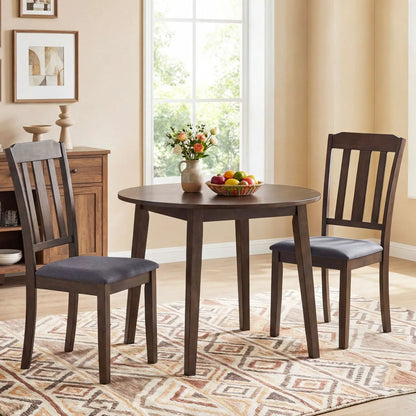 Set of 2 Rubber Wood Dining Chairs with Backrest