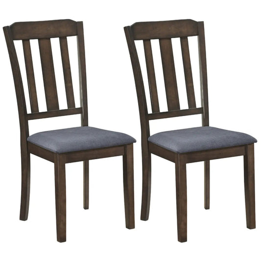 Set of 2 Rubber Wood Dining Chairs with Backrest