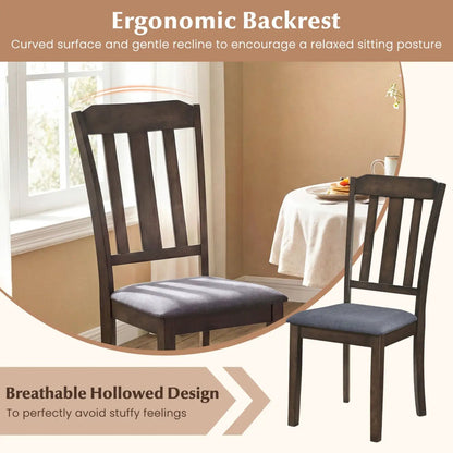Set of 2 Rubber Wood Dining Chairs with Backrest