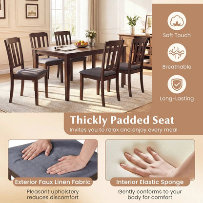 Set of 2 Rubber Wood Dining Chairs with Backrest