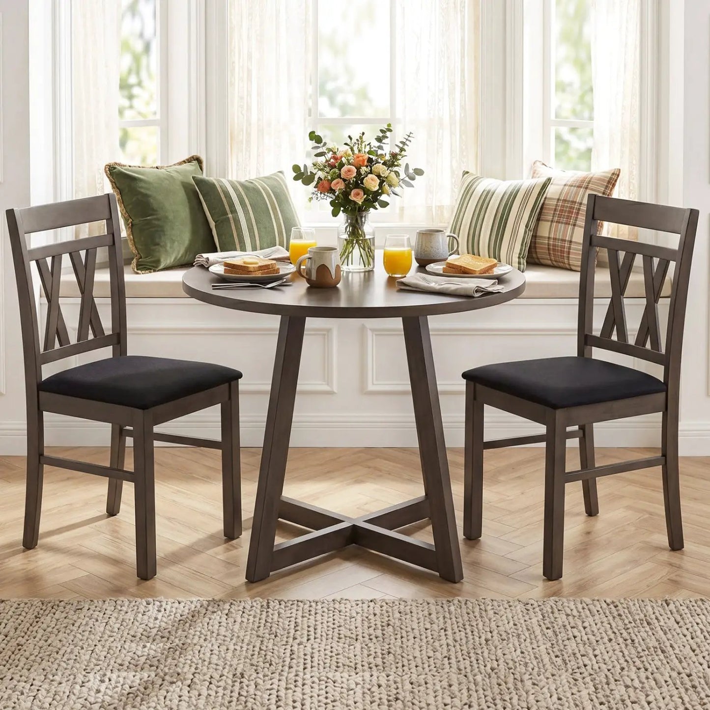 Upholstered Dining Chairs Set Of 2 Linen Gray