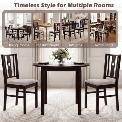 Rubber Wood Dining Chairs With Padded Seat Set 2