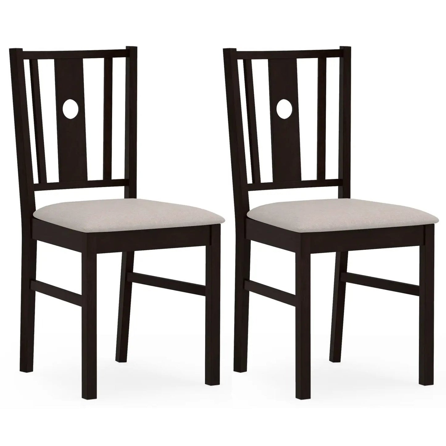 Rubber Wood Dining Chairs With Padded Seat Set 2